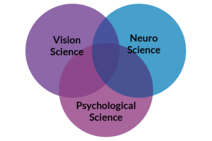 Venn diagram showing overlap of vision, neuro and psychological sciences