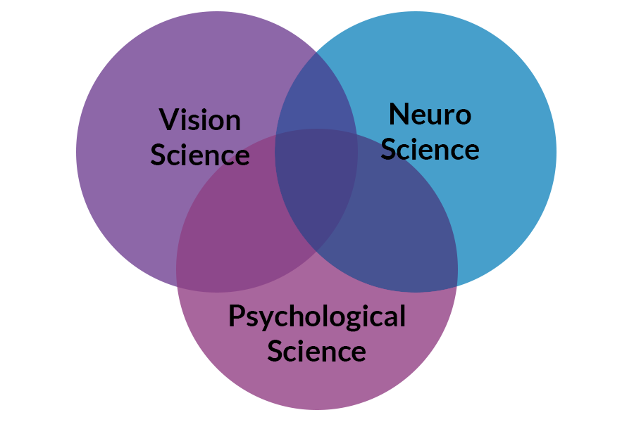 Venn diagram showing overlap of vision, neuro and psychological sciences